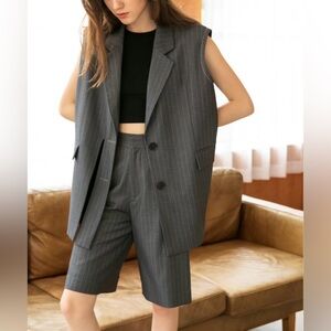 J.ING oversized contrast line blazer vest xs